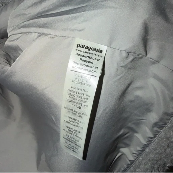 Patagonia Women’s Gray Lunar Duck Sherpa Fleece Jacket Size Medium - Picture 5 of 5